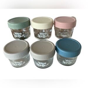 Wee Sprout Baby Food 2oz Glass Jars For Storage with Silicone Lids- 6